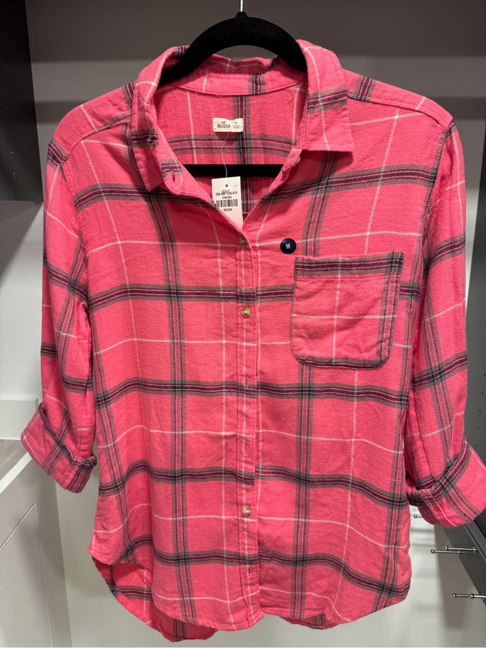 Hollister Pink Plaid Shirt NWT